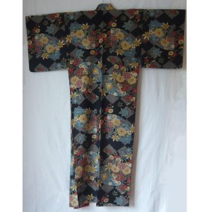 Photo2: New kimono-Moden black color and  goegeous fowers