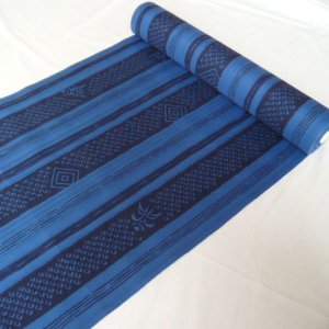 Photo1: Men's yukata material/dark blue - Yukata cotton fabric