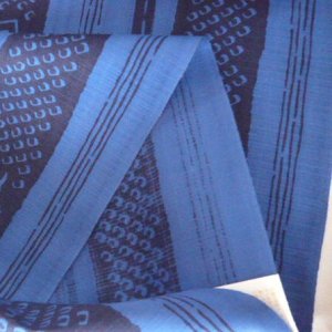 Photo4: Men's yukata material/dark blue - Yukata cotton fabric