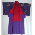 Fascinating purple and red color vintage kimono