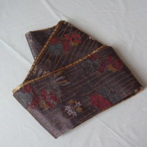 Photo5: Dark purple and gold reversible vintage Obi (Kimono Belt)