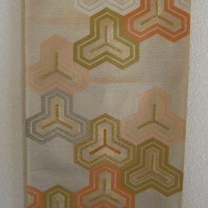 Photo4: Tortoiseshell pattern - a piece of Kimono obi fabric
