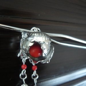 Photo1: Hair accessory"Kanzashi" silver metal