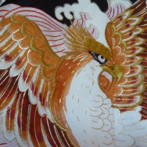 Photo3: Dynamic eagle is embroidered, Vintage Kimono for boy