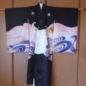 Photo2: Dynamic eagle is embroidered, Vintage Kimono for boy