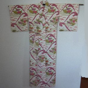 Photo4: Ryukyu pattern★Unique design and Japanese colors Kimono komon