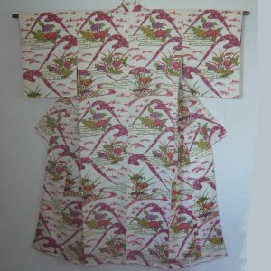 Photo1: Ryukyu pattern★Unique design and Japanese colors Kimono komon