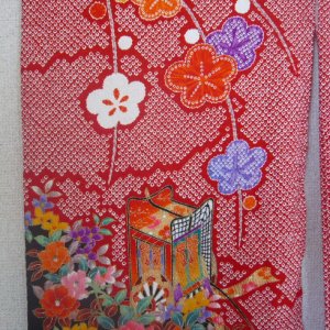Photo5: Gorgeous shibori(tie-dye) pattern and classic design. Vintage kimono for child