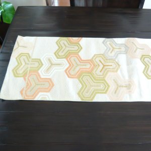 Photo2: Tortoiseshell pattern - a piece of Kimono obi fabric