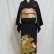 Photo2: Luxurious flowers & Japnese fan Vintage Kimono Black Tomesode (2)