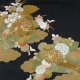 Luxurious flowers & Japnese fan Vintage Kimono Black Tomesode