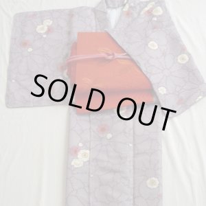 Photo: New Kimono-Lovely violet color with Japanese apricot flower