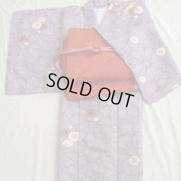 Photo1: New Kimono-Lovely violet color with Japanese apricot flower