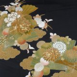 Photo: Luxurious flowers & Japnese fan Vintage Kimono Black Tomesode