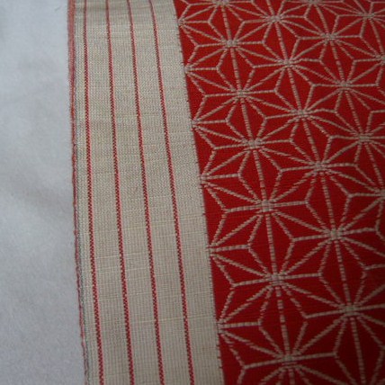 Photo5: Simple and sylish geometrical pattern red OBI (kimono and yukatabelt)