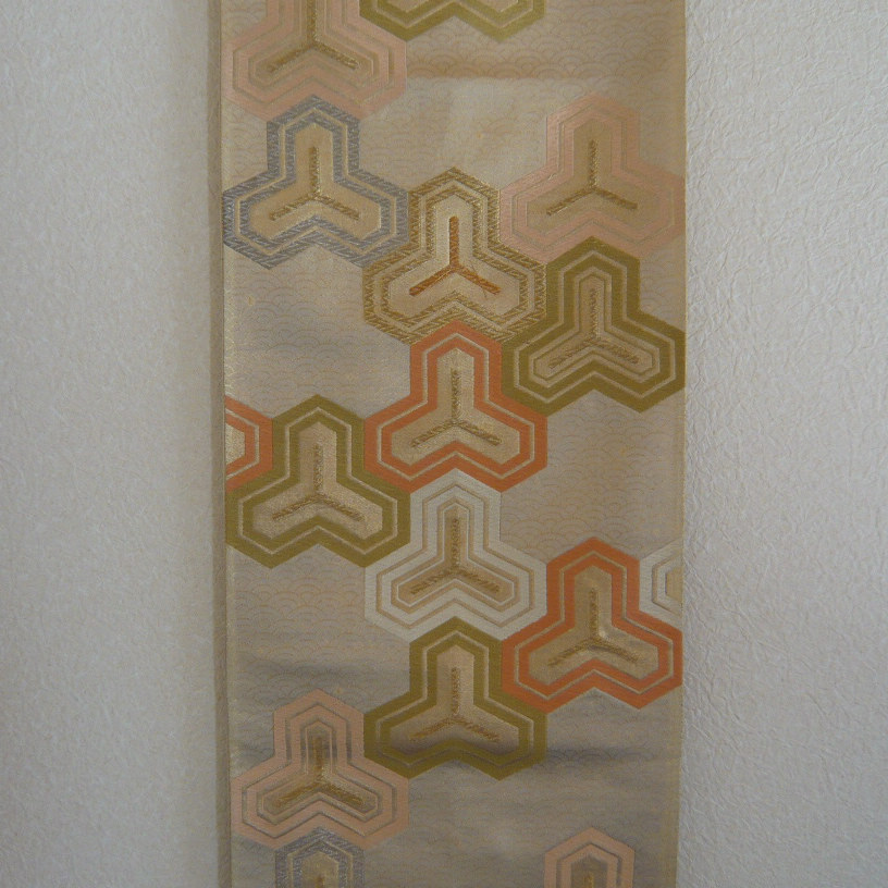 Photo3: Tortoiseshell pattern - a piece of Kimono obi fabric