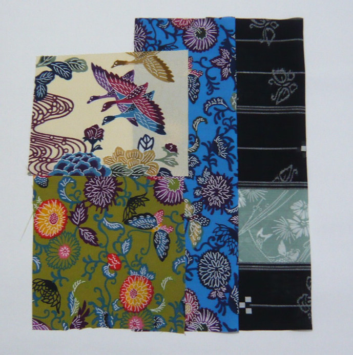 Photo1: Attractive design kimono fabric set (Bingata B)