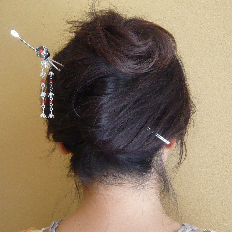 Photo: Hair accessory"Kanzashi" silver metal