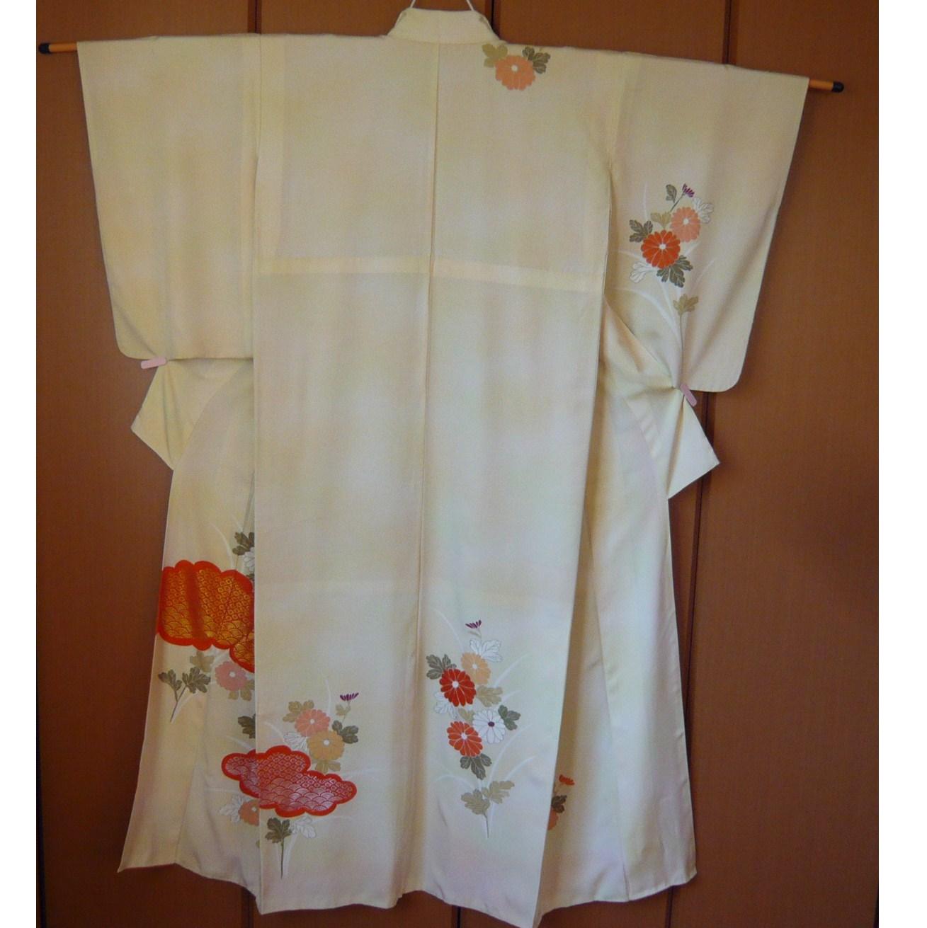 Photo2: Antique flowers design Vintage Kimono homongi