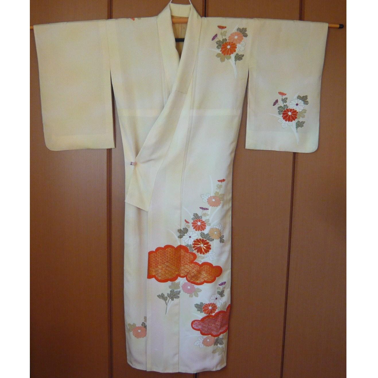 Photo4: Antique flowers design Vintage Kimono homongi