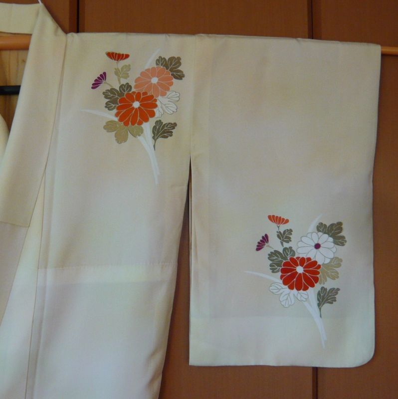 Photo5: Antique flowers design Vintage Kimono homongi