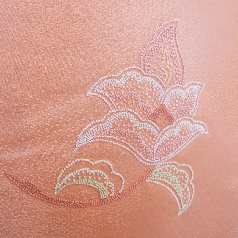 Photo5: Graceful dots embroidery flowers. Vintage pink Kimono homongi 