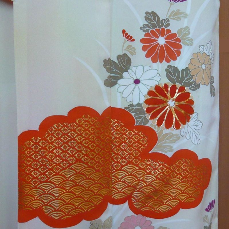 Photo1: Antique flowers design Vintage Kimono homongi