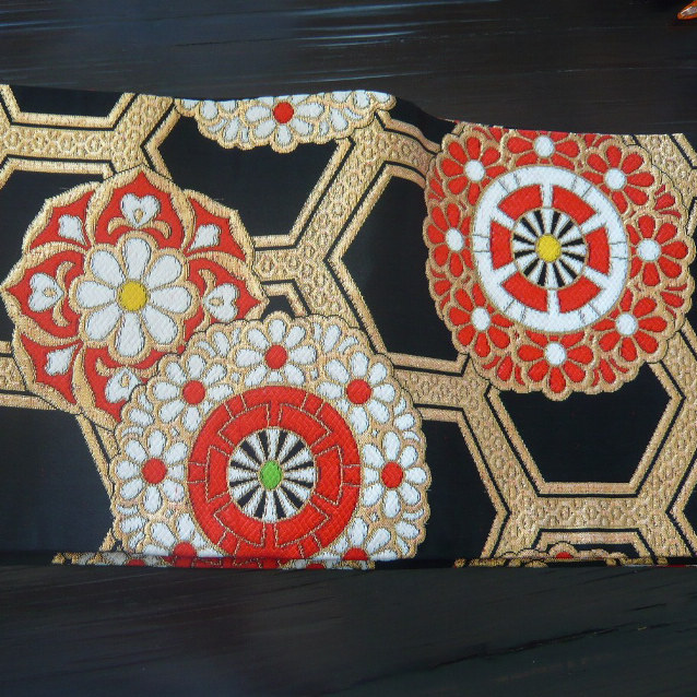 Photo: Gorgeous black classic pattern vintage Obi (Kimono Belt)