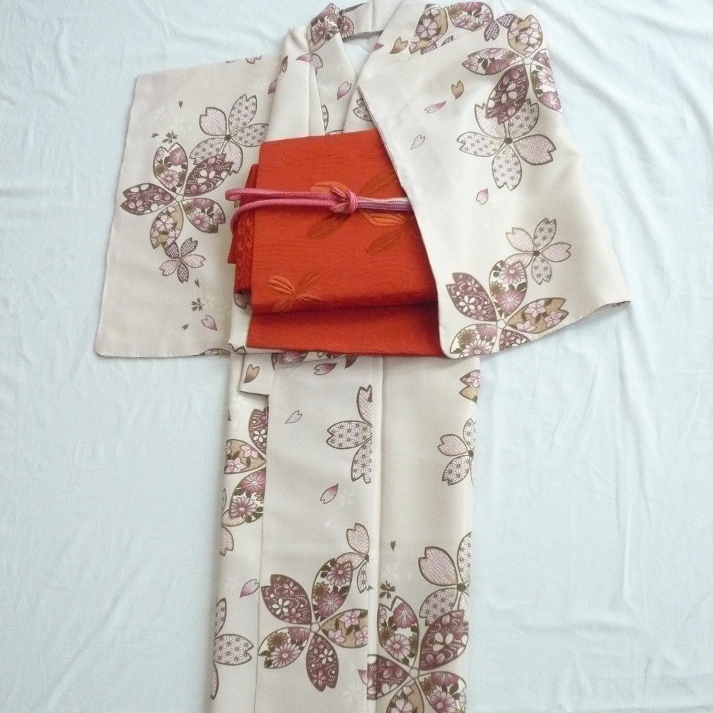 Photo1: New Kimono-Sweet pink color with cherry blossom