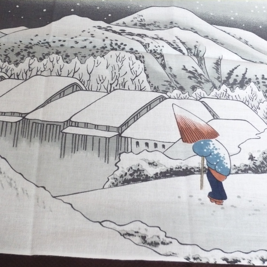 Photo: Scene in winter of old time tenugui
