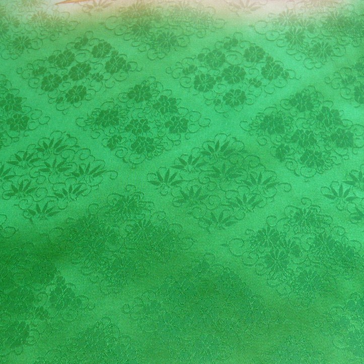 Photo5: Graceful flower design and vivid green. Vintage Kimono Frisode