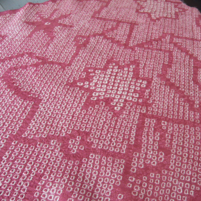 Photo: Pink "Shibori"cloth - kimono fabric(small size)